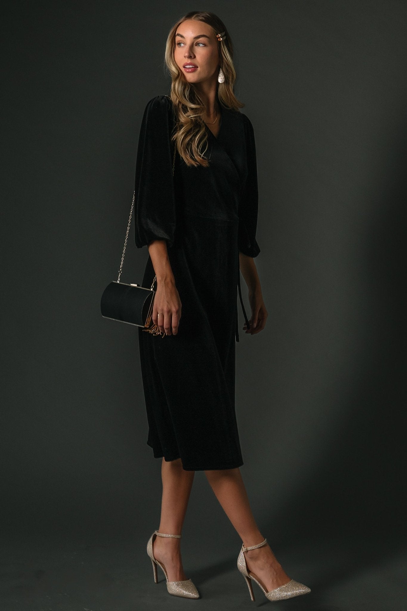 Beckinsale Velvet Wrap Dress | Black Shop Offer Online