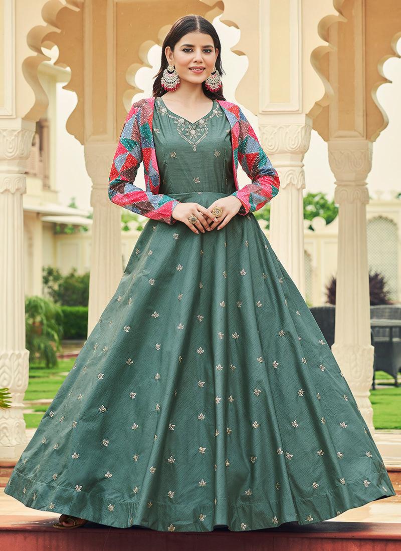 Dusty Green Designer Jacket Gown Order