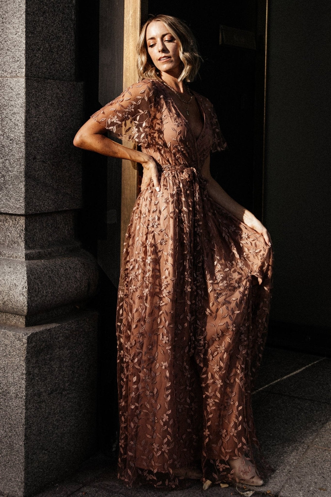 Marseille Embossed Maxi Dress | Nude Rose Outlet Deals