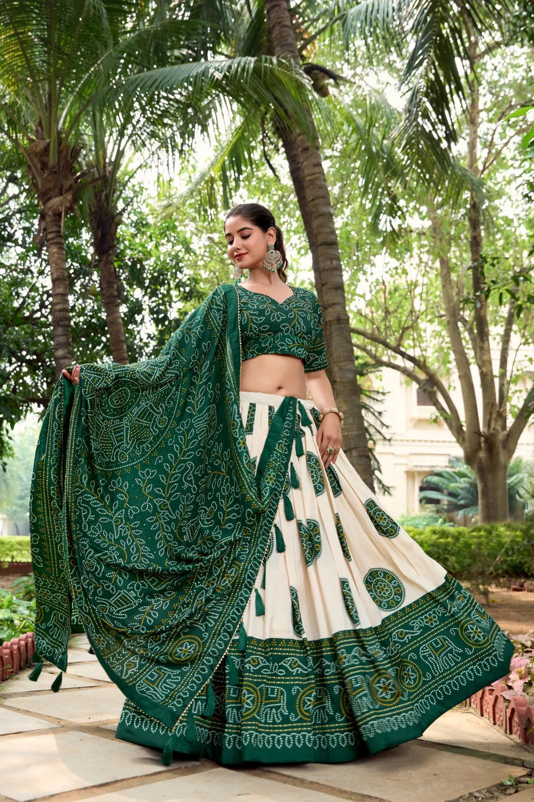 Ravishing Tussar Silk Lehenga Choli  With Bandhej Print Outlet 2025 Unisex