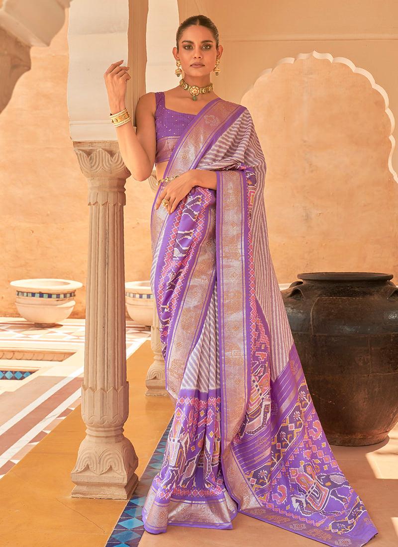 Purple Color Pure Silk Patola Saree Outlet Collections