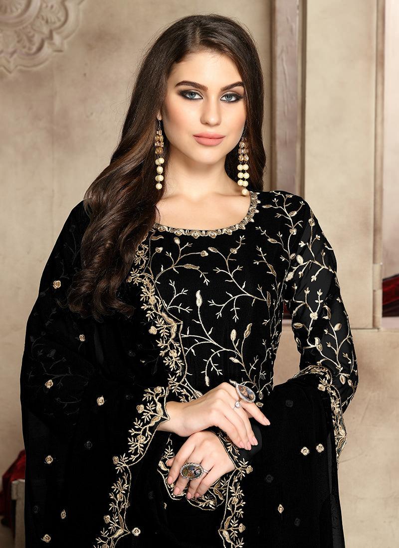 Heavy Zari Work Black Anarkali Suit Clearance Big Discount