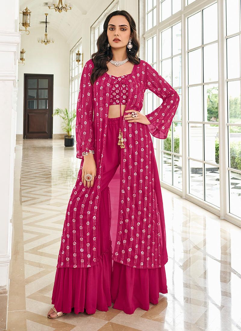 Rani Pink Jacket Style Party Wear Suit Outlet Store Online