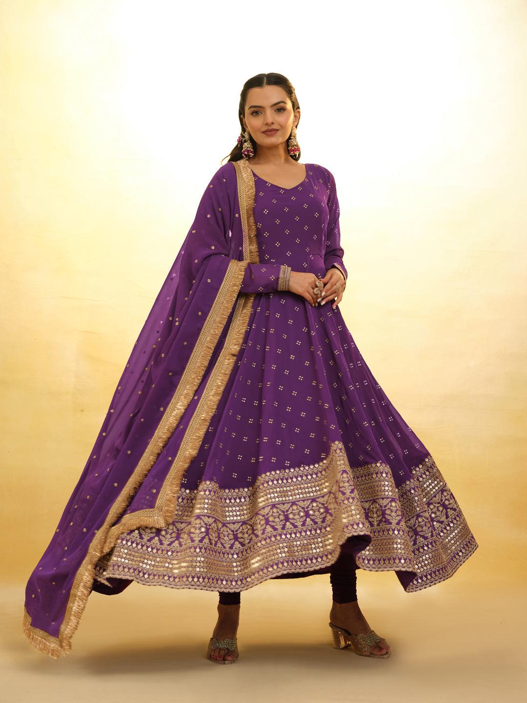 Purple Georgette ready-to-wear salwar suit with dupatta Cheap Sale The Cheapest