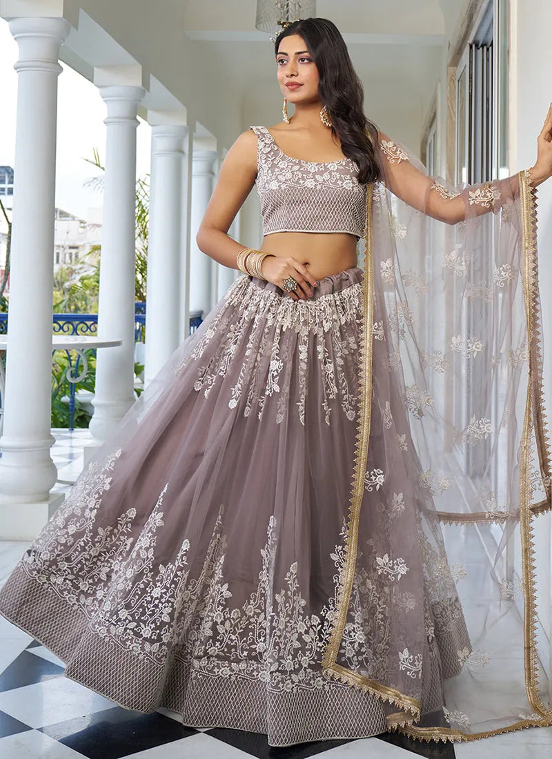 Bridesmaid Dusty Brown Embroidery Wedding Lehenga Choli Clearance Official