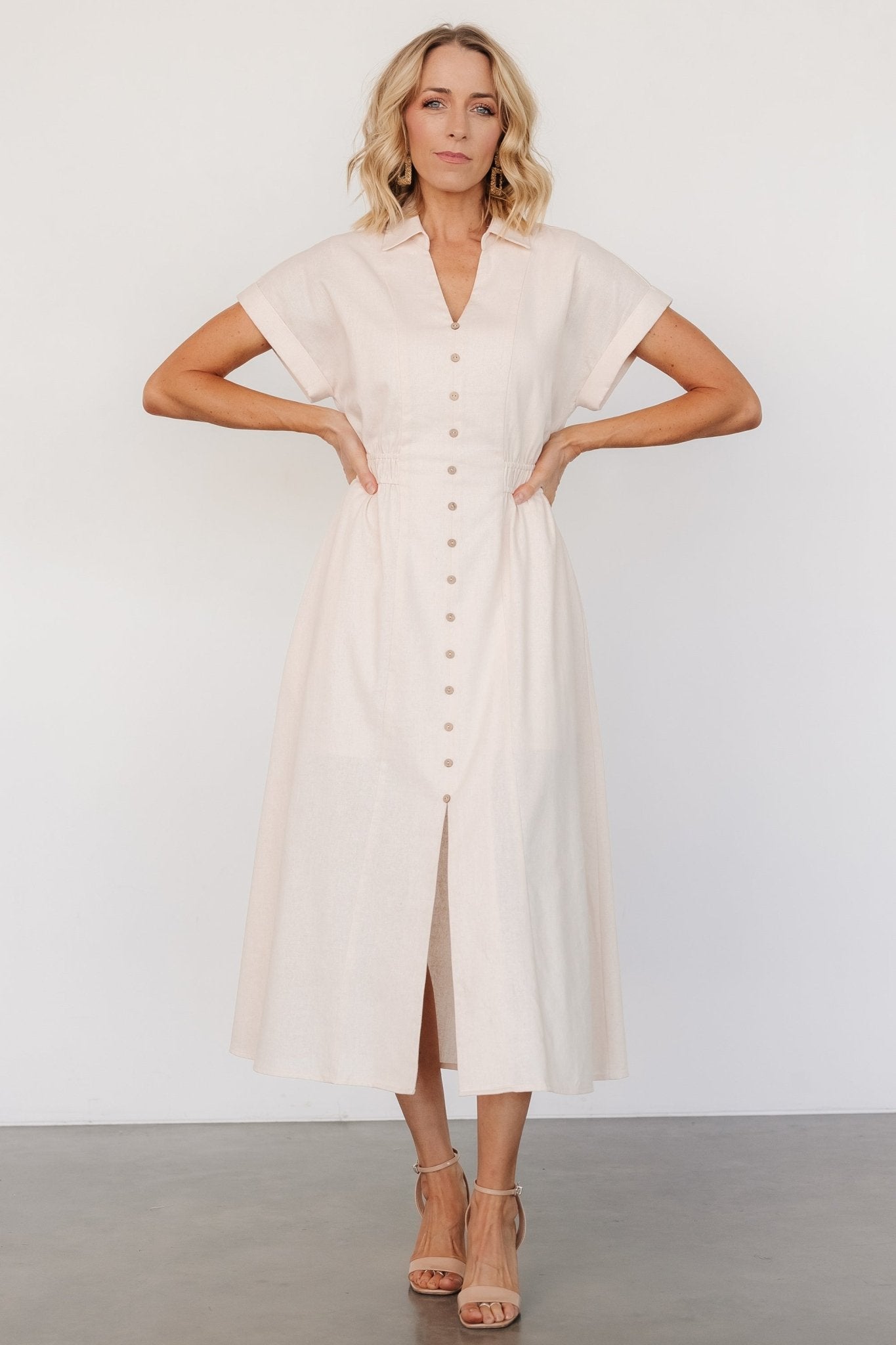 Larah Button Dress | Natural Cheap Best Seller