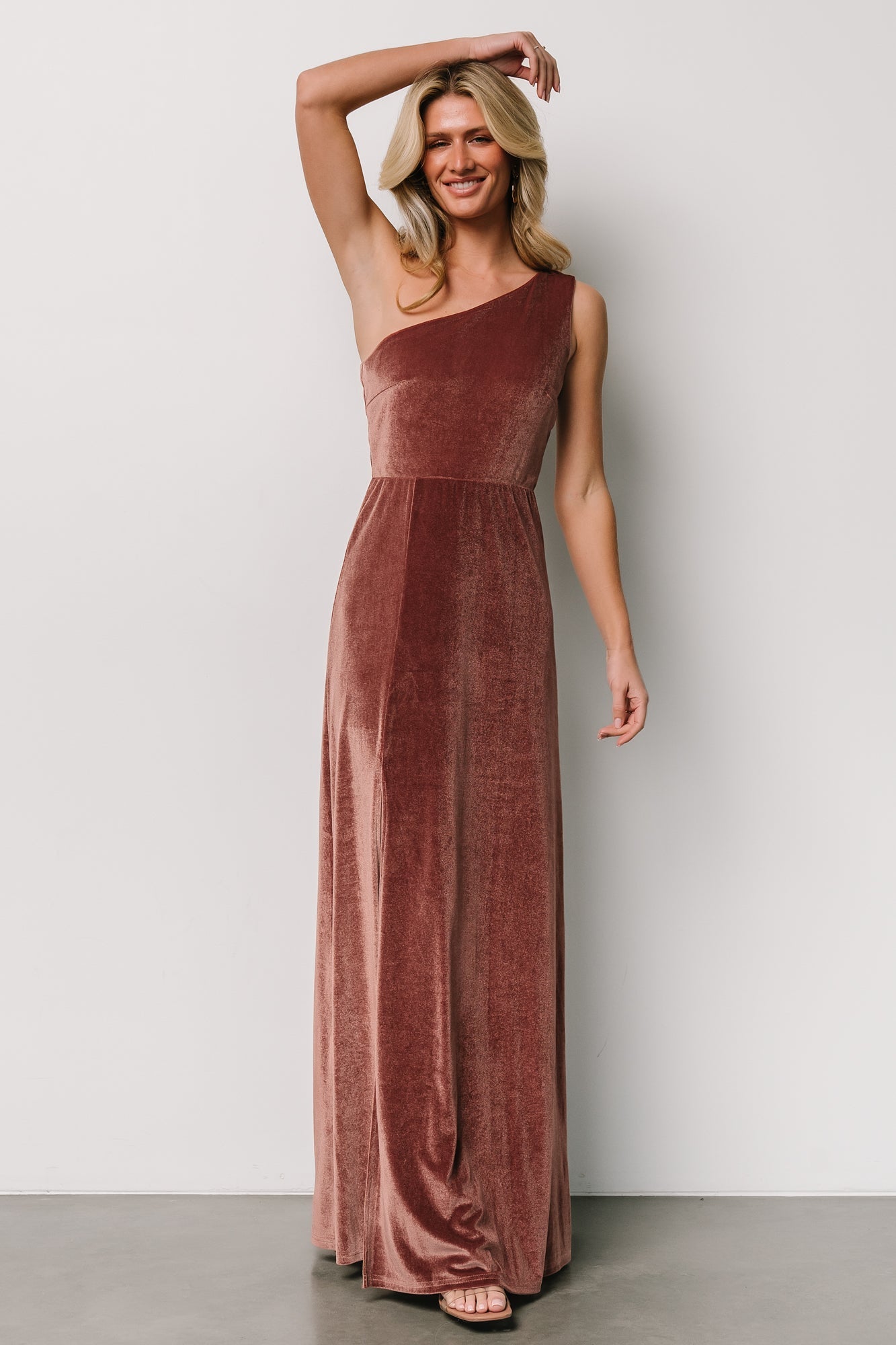 Tatiana Velvet One Shoulder Maxi Dress | Rose Cheap Sale Free Shipping