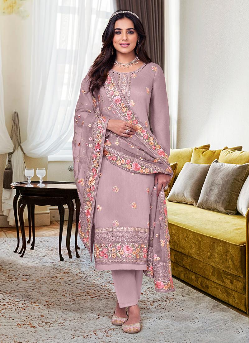 Silk Base Deep Pink Pant Style Suit with Dupatta Buy Cheap Affordable