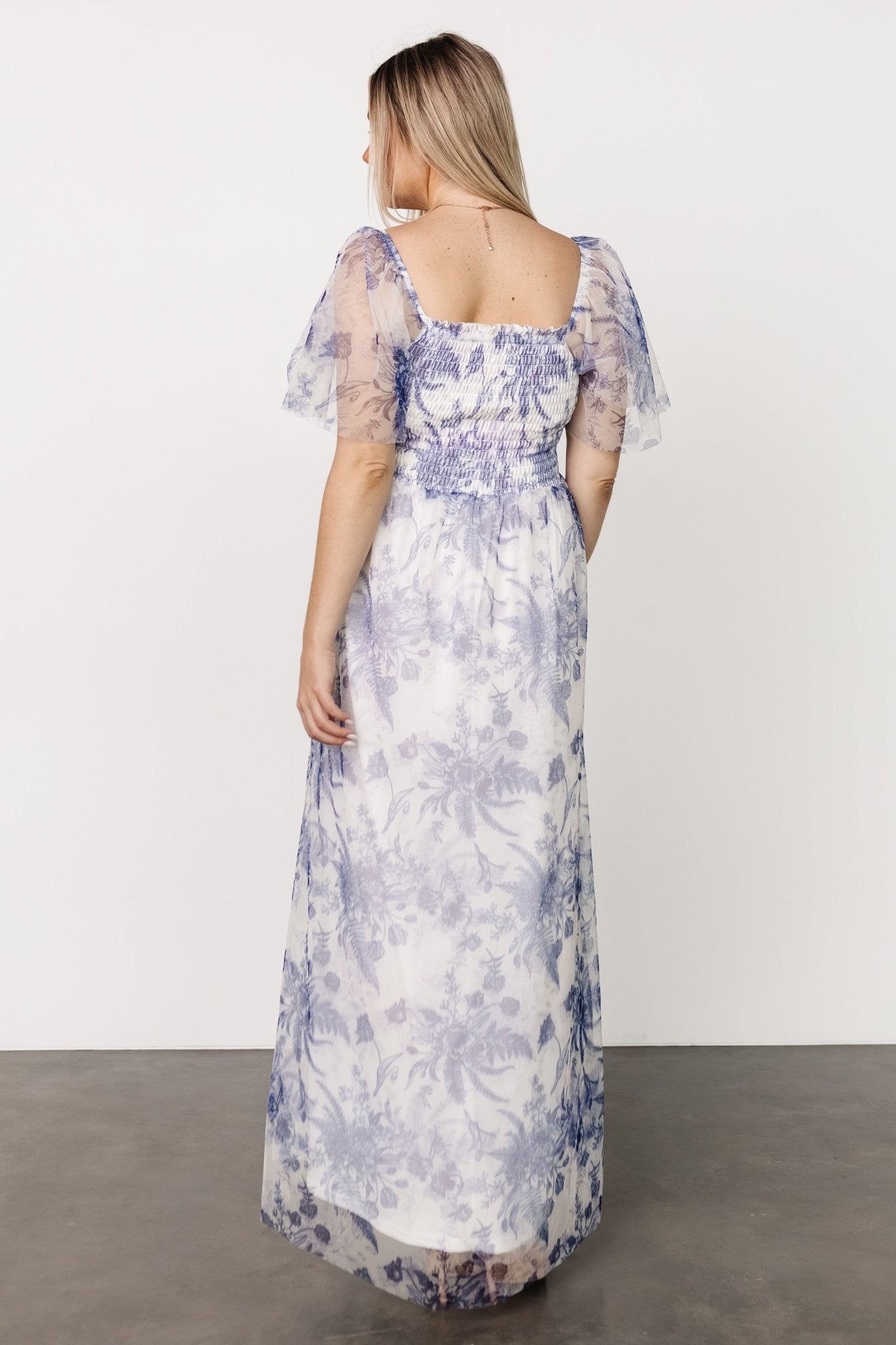 Cassandra Tulle Maxi Dress | Blue + White Floral Geniue Stockist Cheap Online