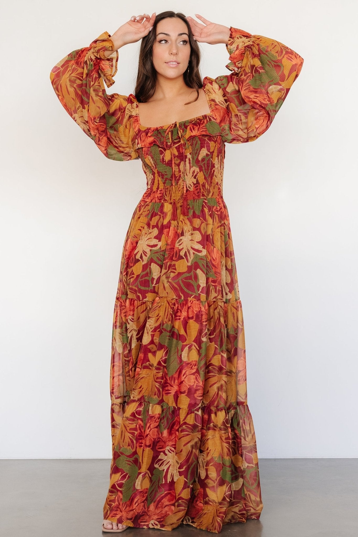 Isadora Tiered Dress | Rust Multi Floral Buy Online Cheap