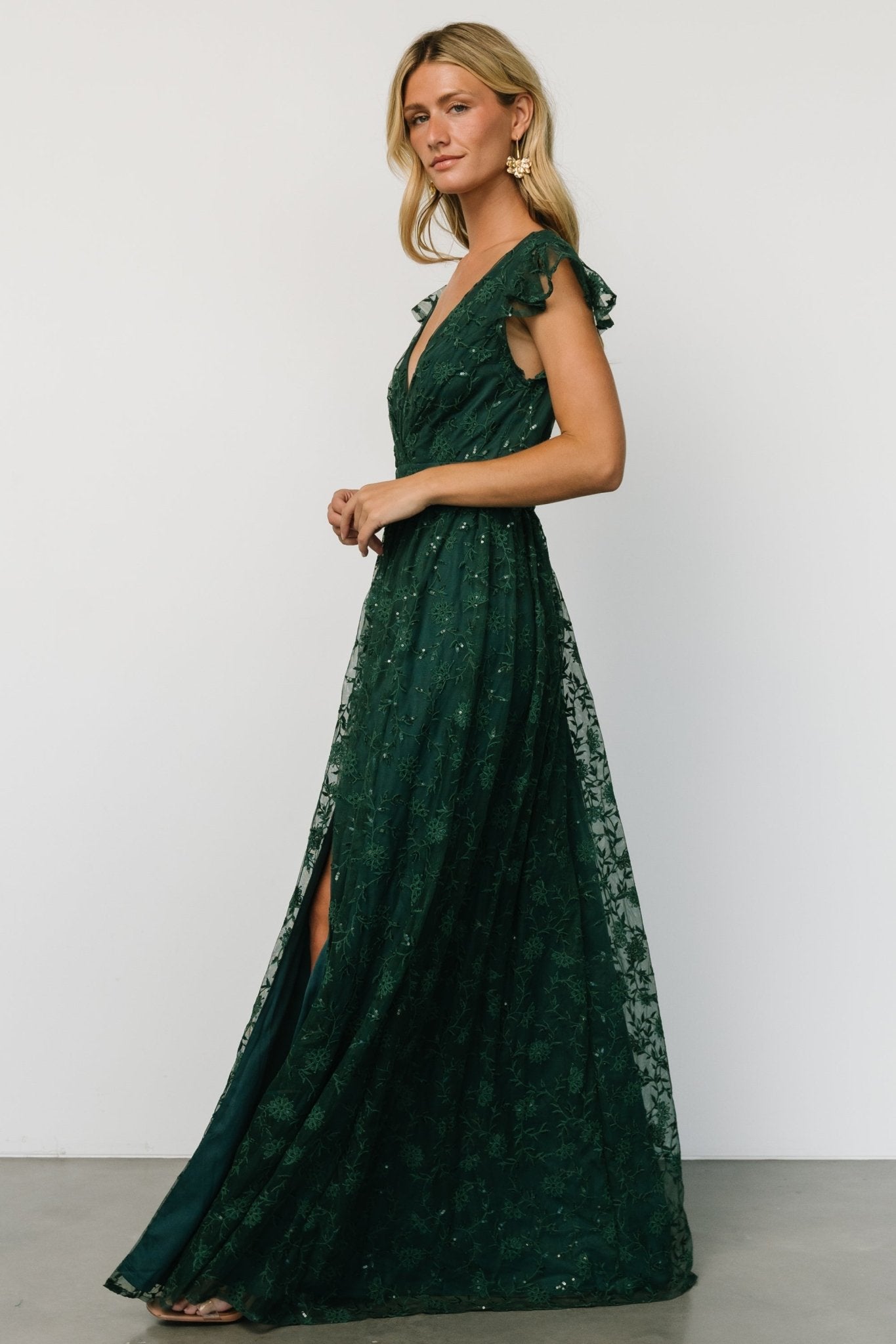 Alexa Embroidered Sequin Maxi Dress | Dark Green Cheap Sale 2025 New