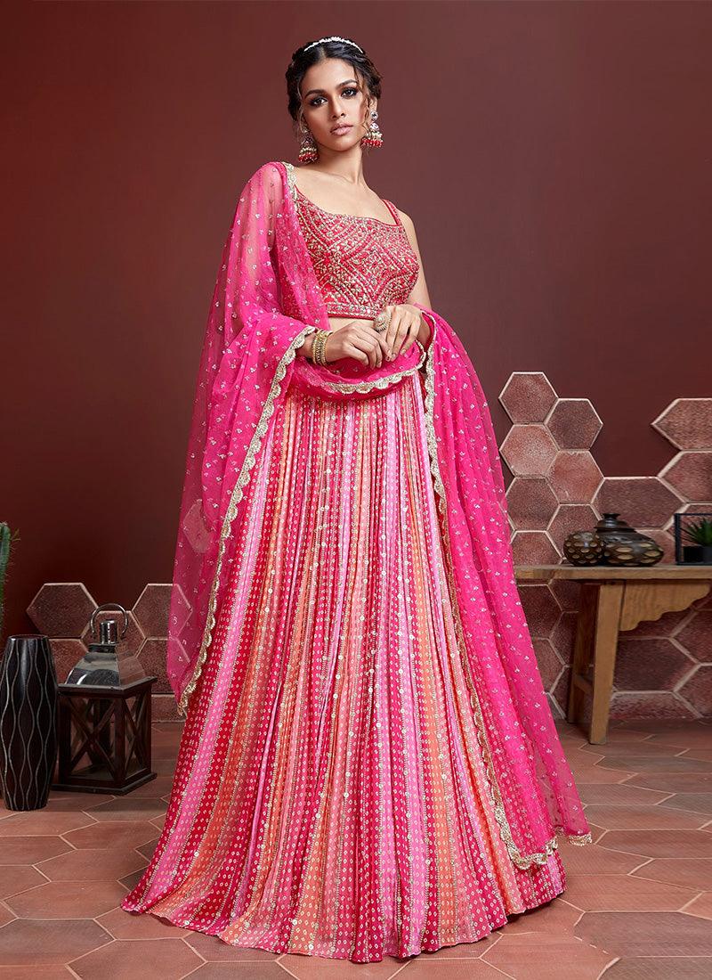 Real Mirror Work Pink Orange Lehenga Choli Buy Cheap Newest