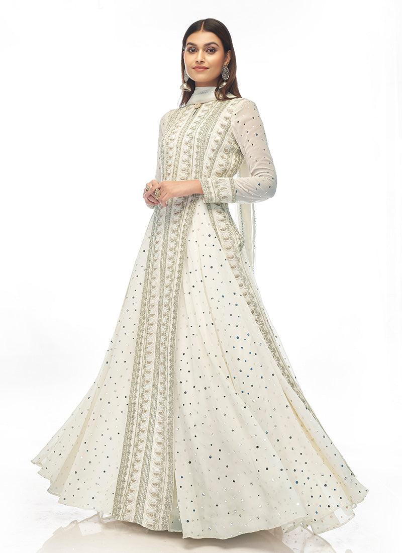 Off-White Long Choli Lehenga With Swarovski Work Buy Cheap Manchester