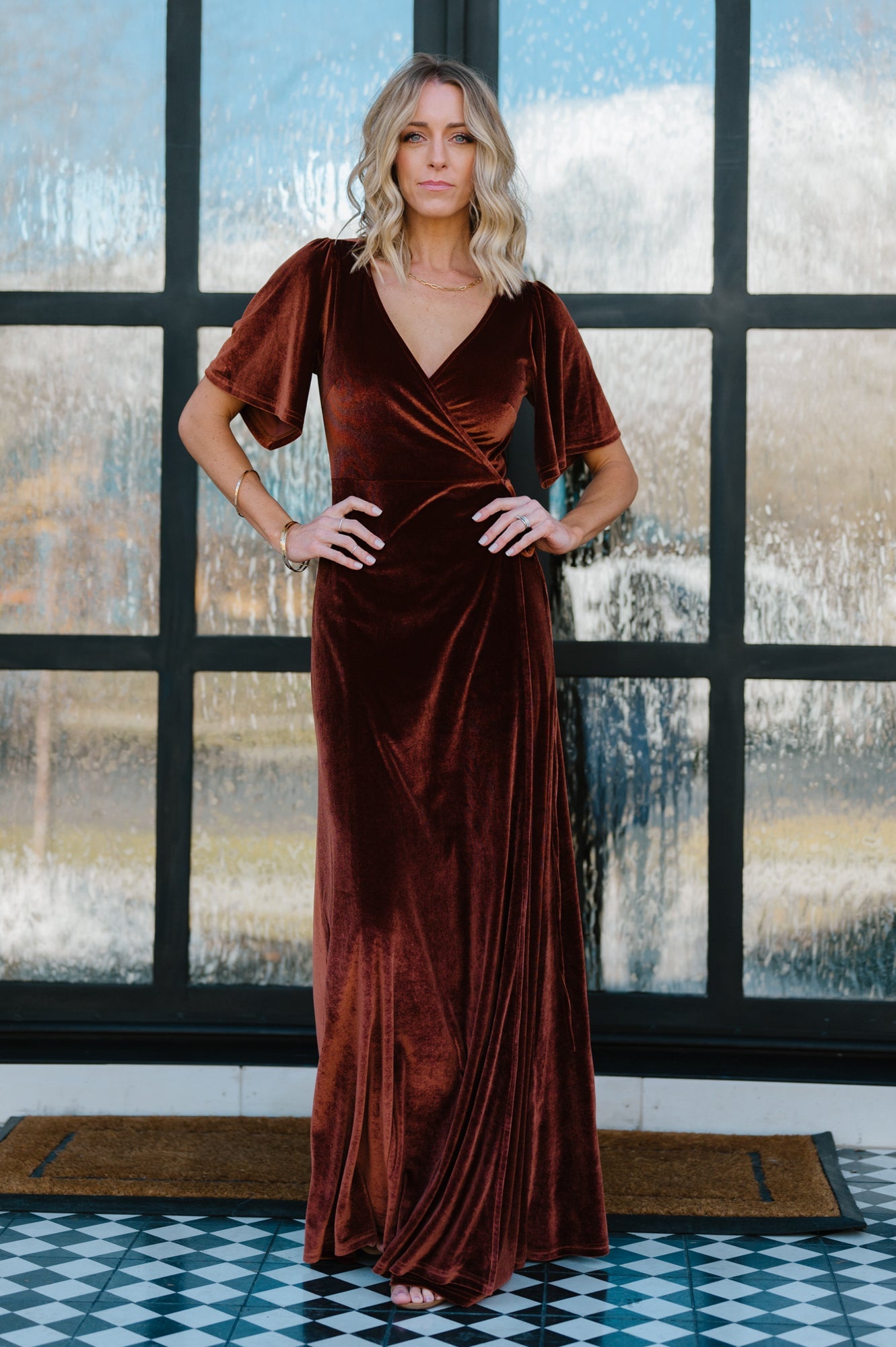 Meghan Velvet Wrap Maxi Dress | Bronze Low Pice Sale Online