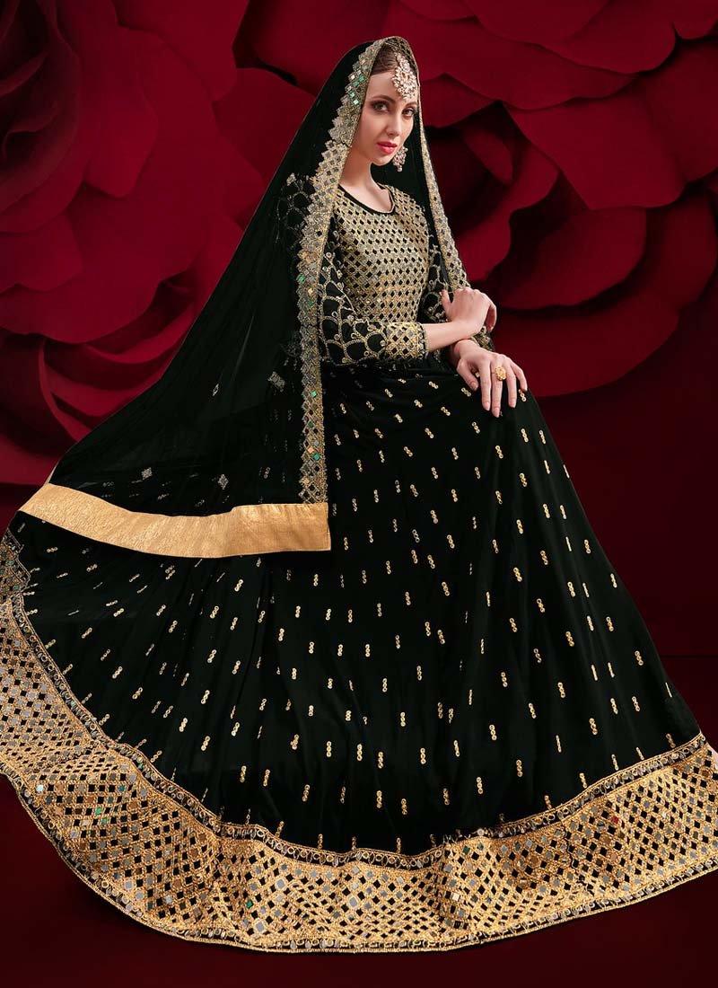 Black Color Georgette Fabric Zari Work Pakistani Salwar Suit Online Cheap Quality