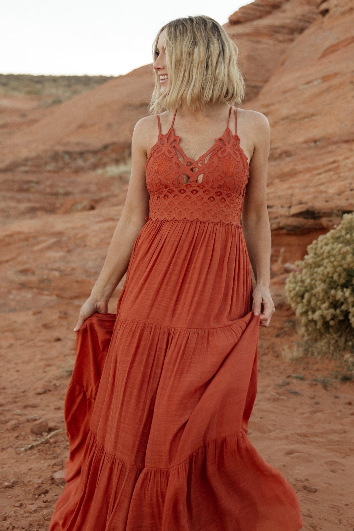 Summerlin Lace Top Maxi Dress | Rust Cheap Pices Authentic