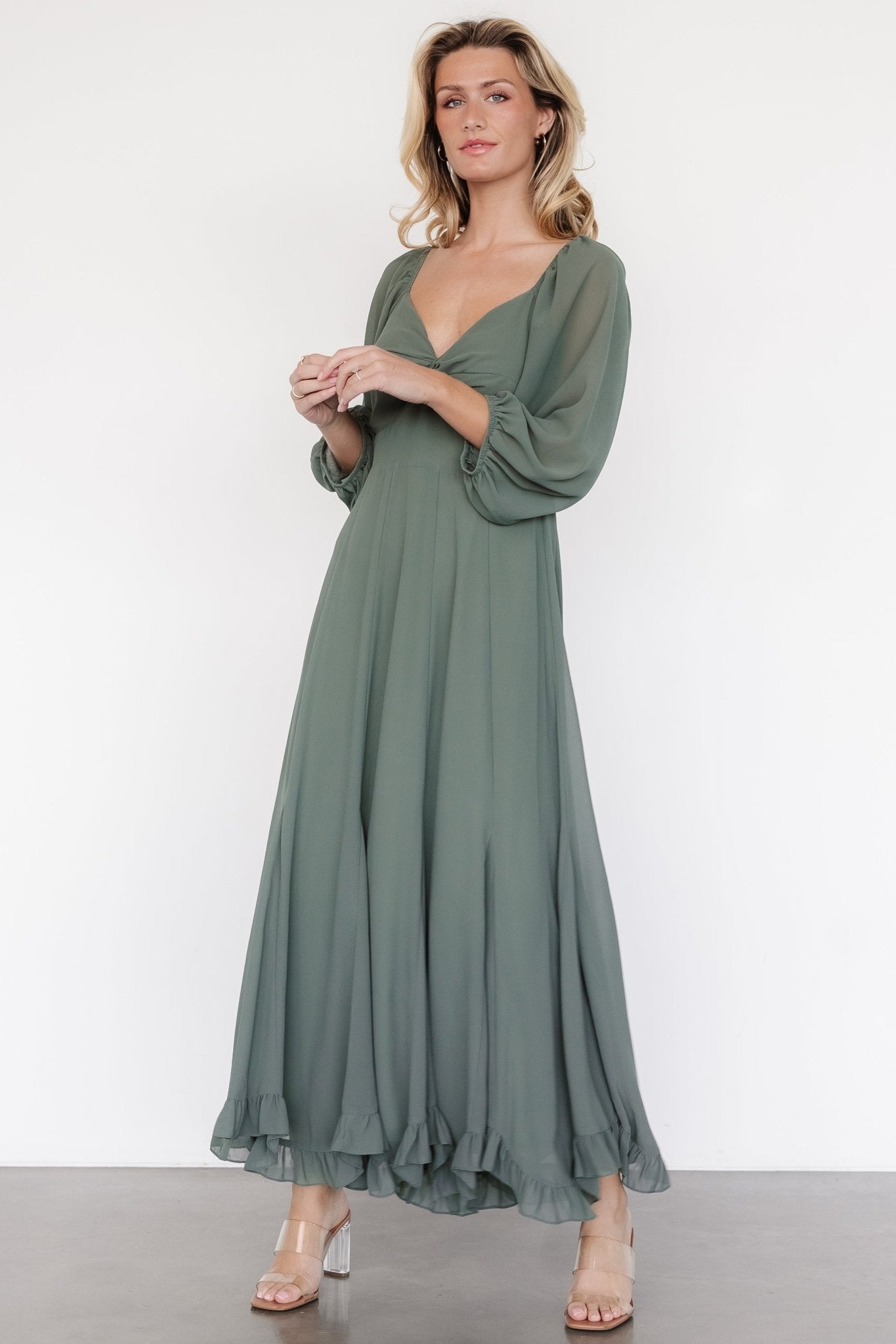 Estefania Maxi Dress | Dark Sage Clearance Manchester