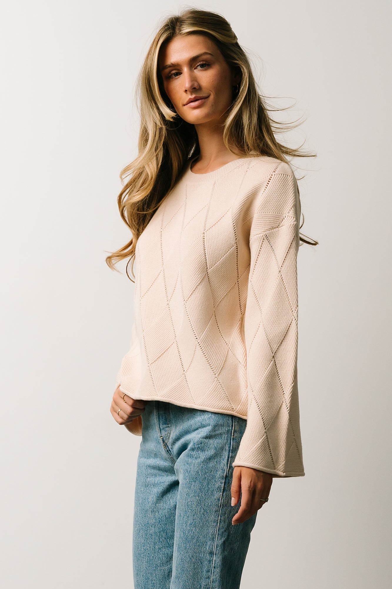 Britta Diamond Knit Sweater | Beige Cheap Nicekicks