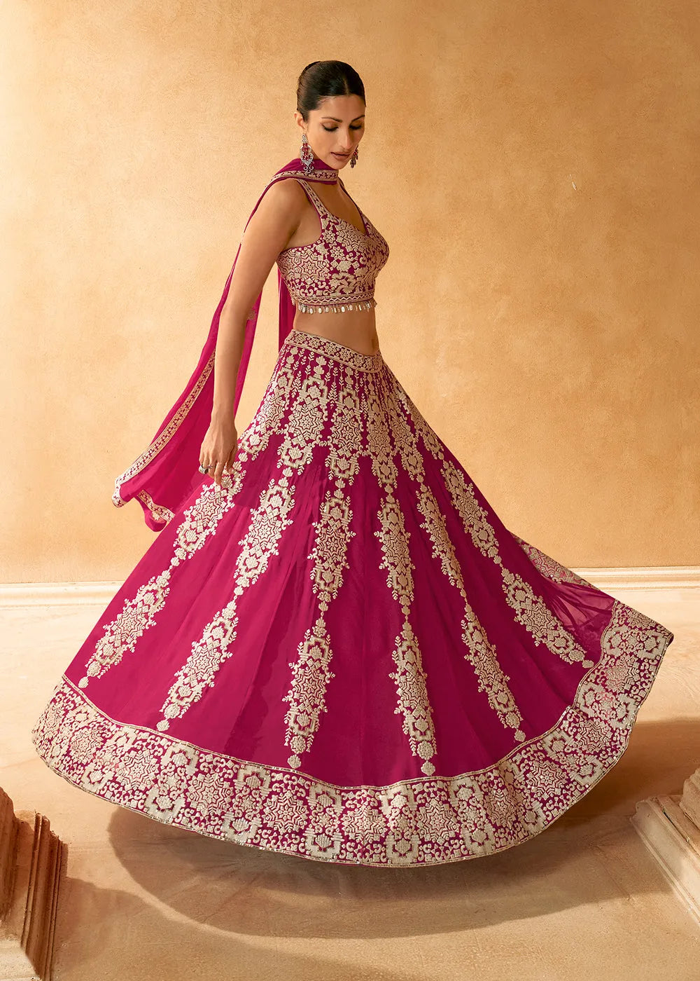 Fabulous Rani Pink Embroidered Bridal Lehenga Choli Outlet Visit