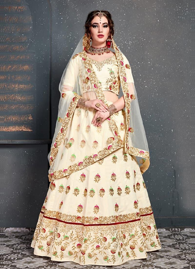 Delightful Off-white Color With Silk Base Lehenga Choli Cheap Websites