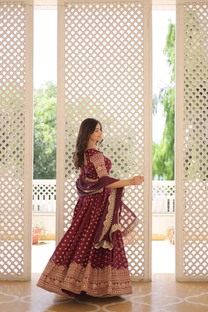 Pure Dyable Viscous Jacquard Double Zari Worked Lehenga Choli Clearance Genuine