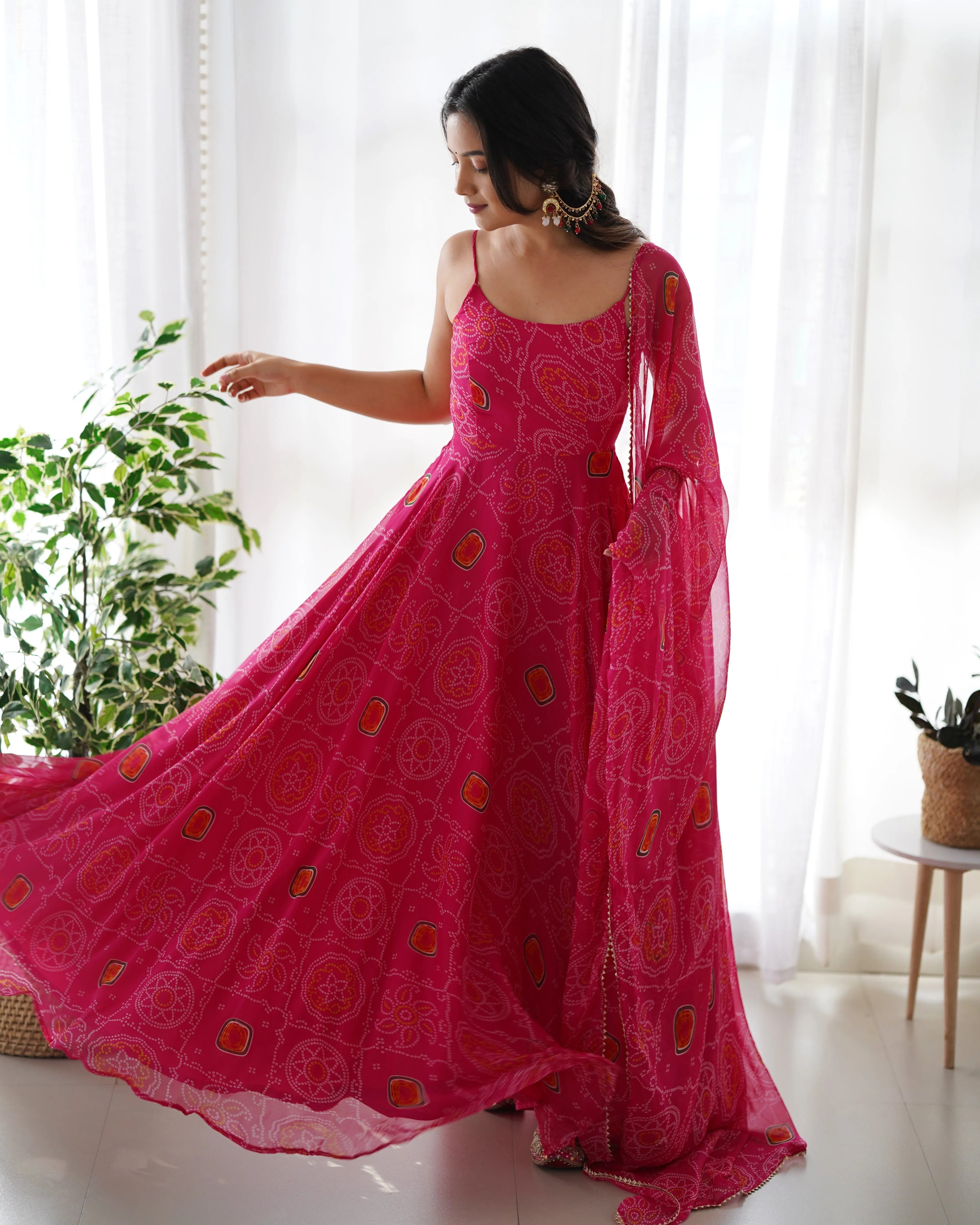 Elegant Pink Chiffon Anarkali Dress with Dupatta Clearance Clearance