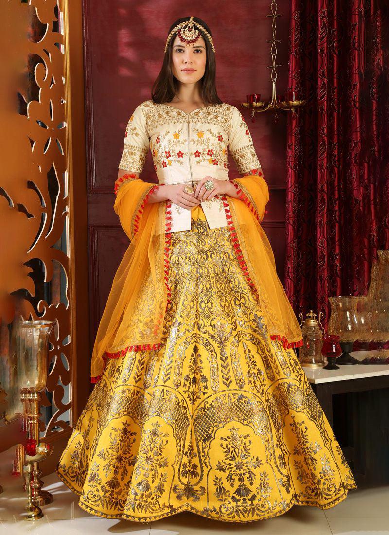 White Foil Print Sequins And Art Silk Lehenga Choli Cheap Sale Outlet Store