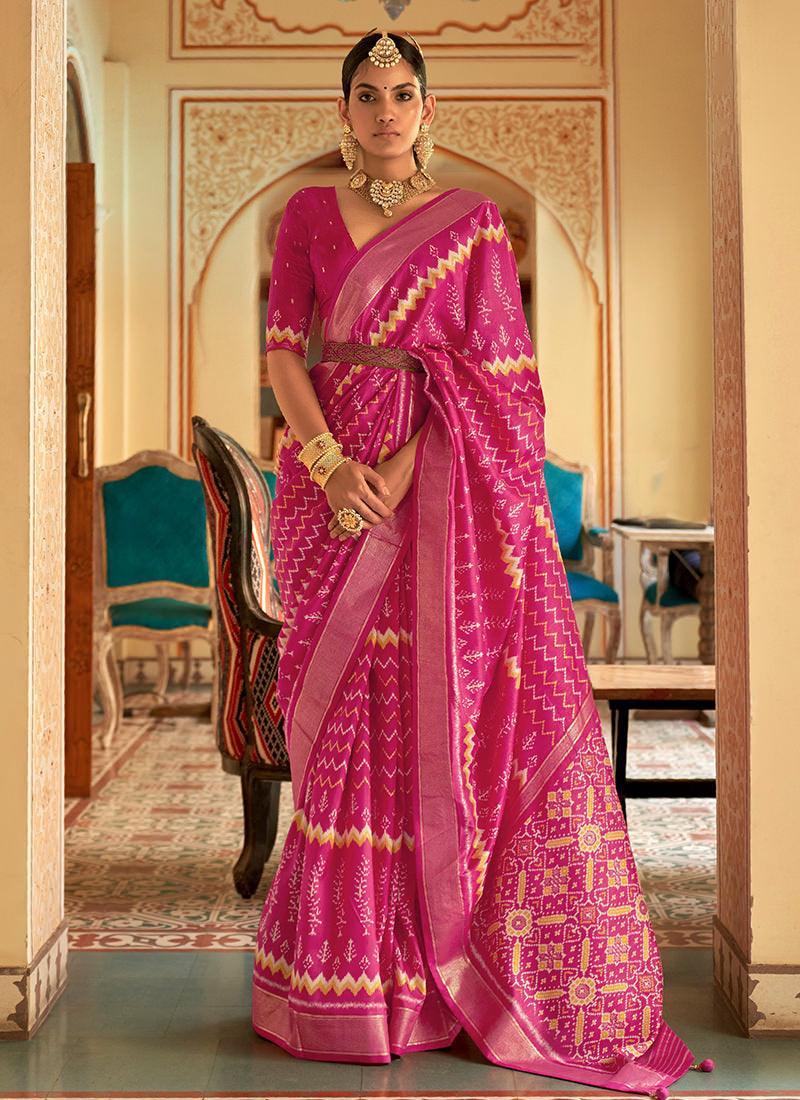 Rani Pink Smooth Silk Base Patola Saree Nicekicks Online