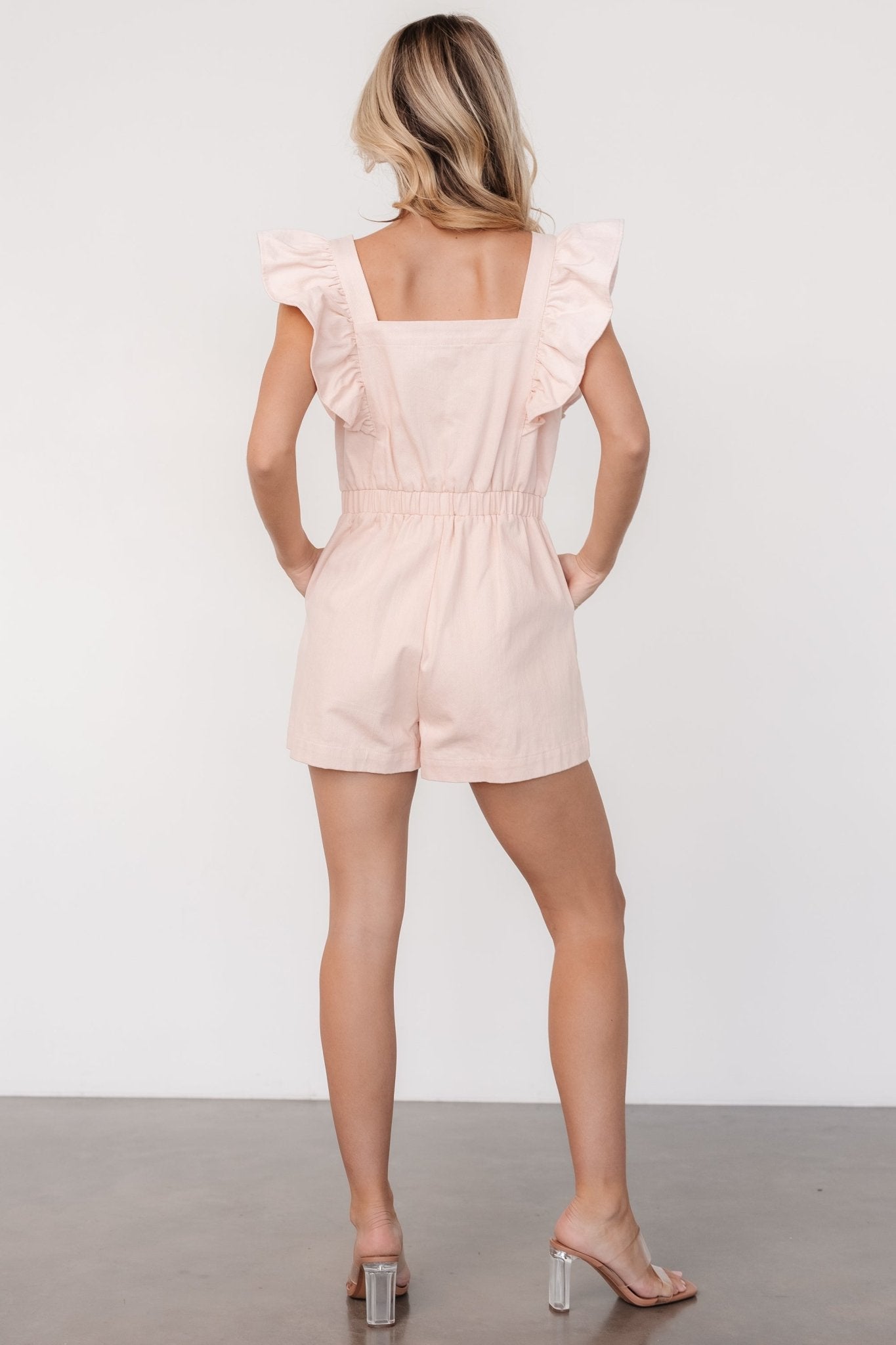 Montgomery Denim Romper | Pale Pink Amazon Cheap Pice