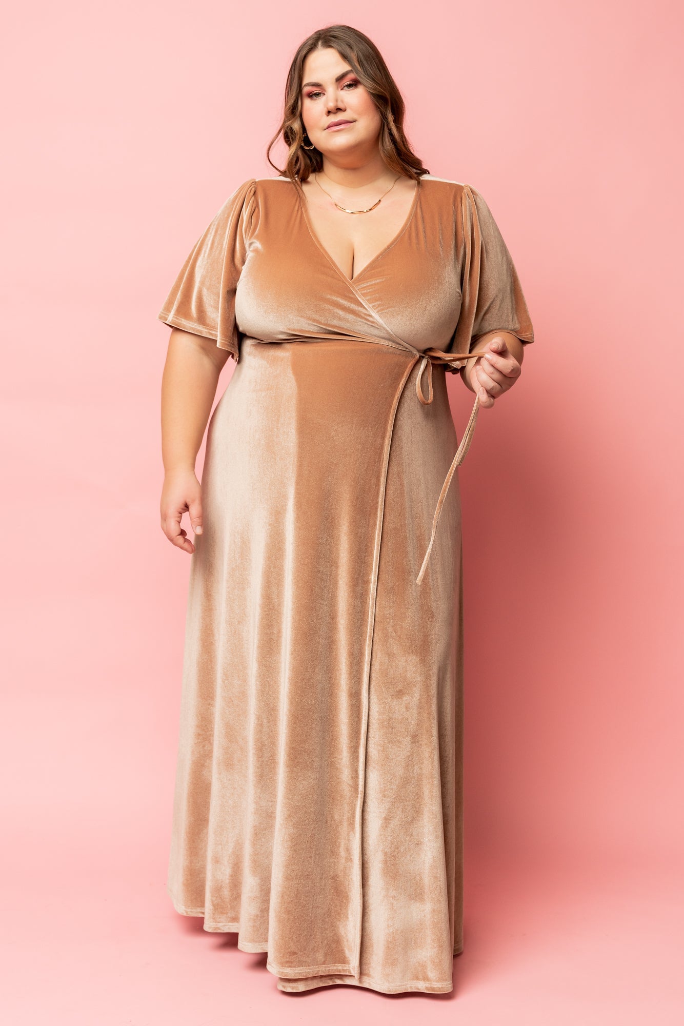 Meghan Velvet Wrap Maxi Dress | Champagne Wholesale Pice