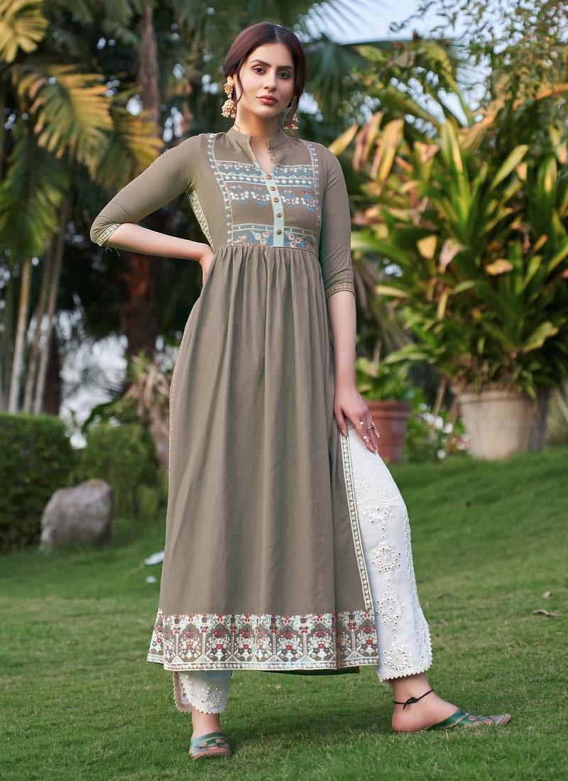 Casual Wear Pastel Brown Color Art Silk Base Pant Style Salwar Suit Discount Official Site