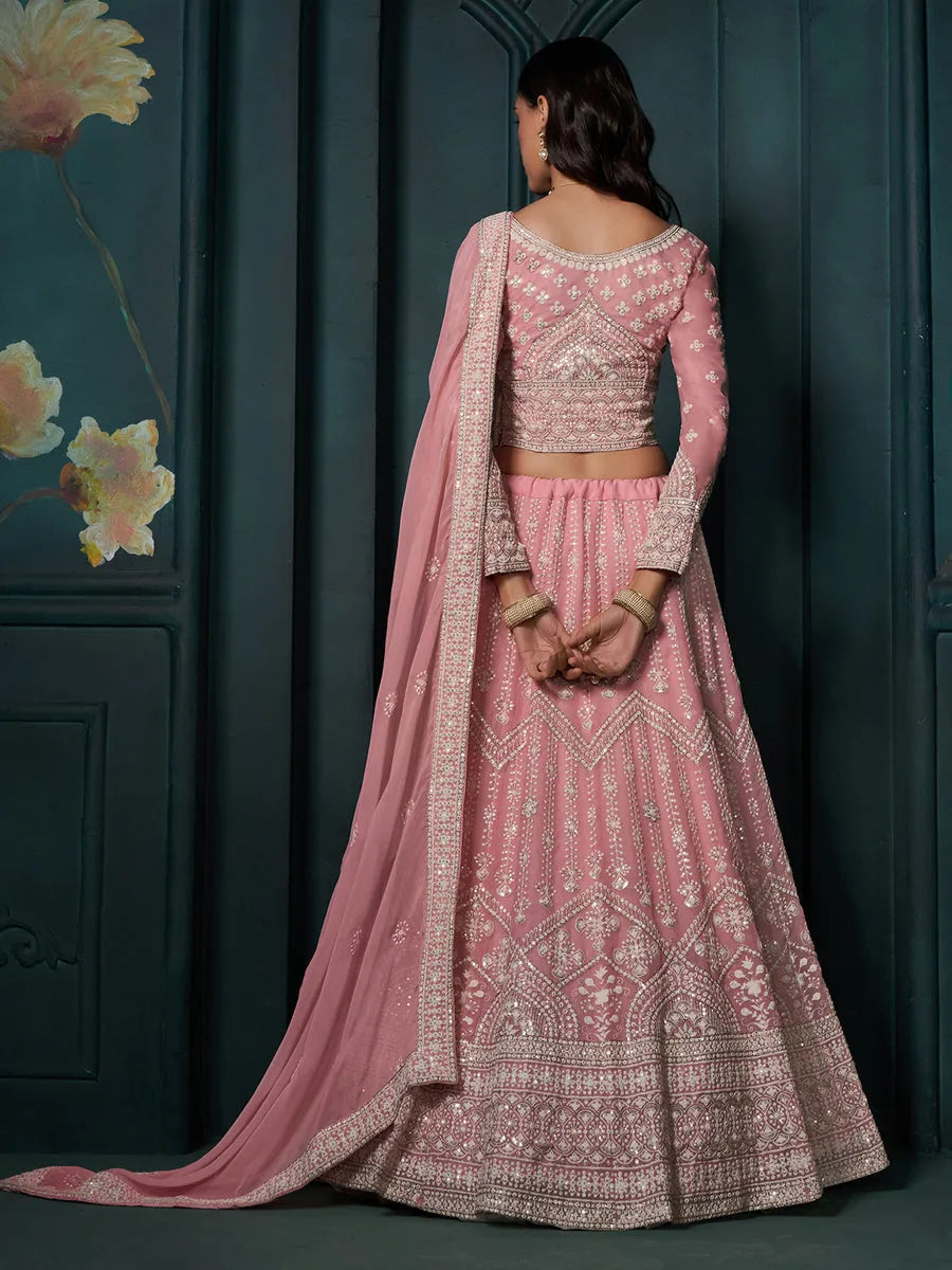 Passionate Pink Embroidered Bridal Lehenga Choli Sale Online Online