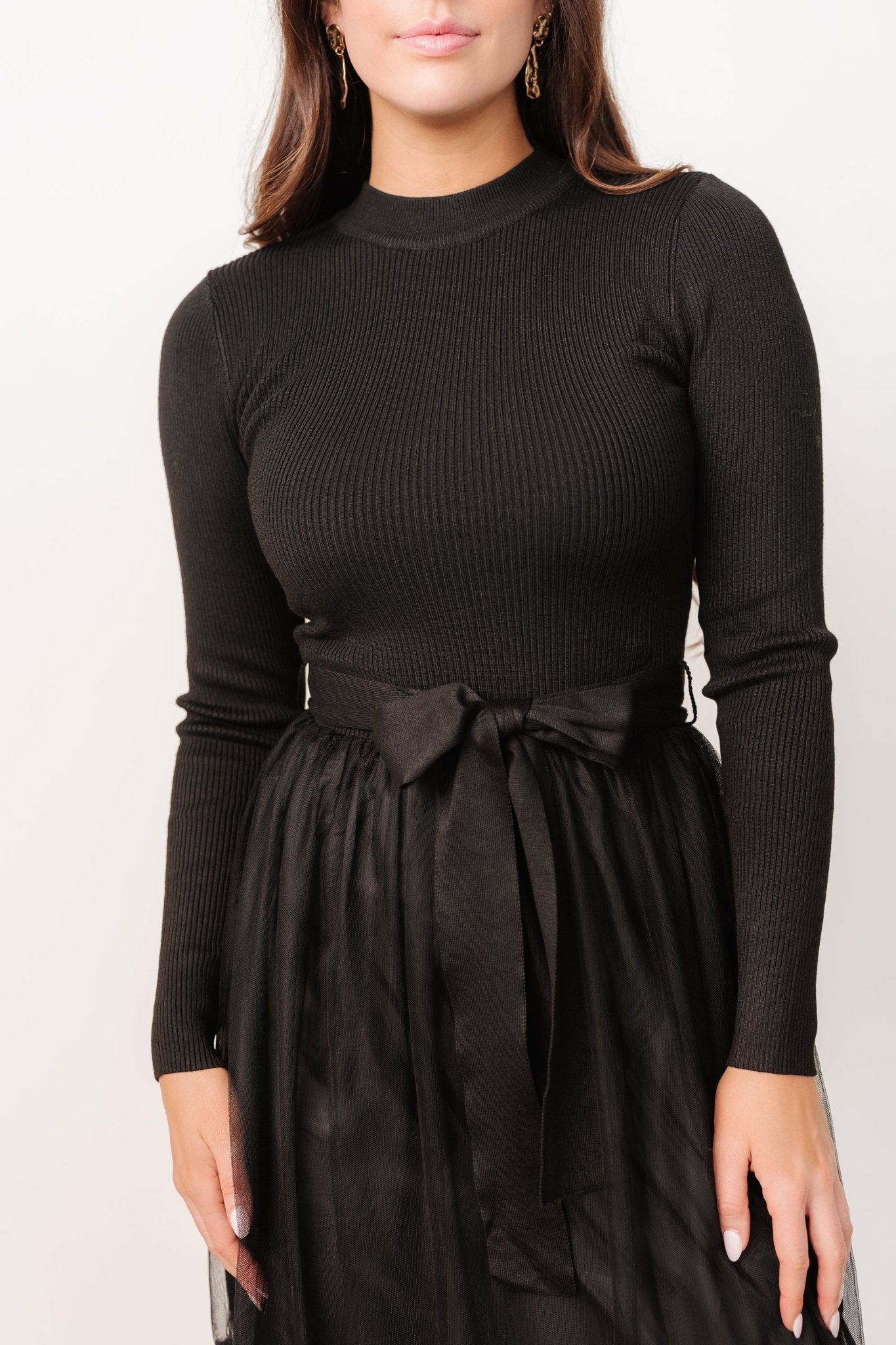 Luella Sweater Top Dress | Black How Much