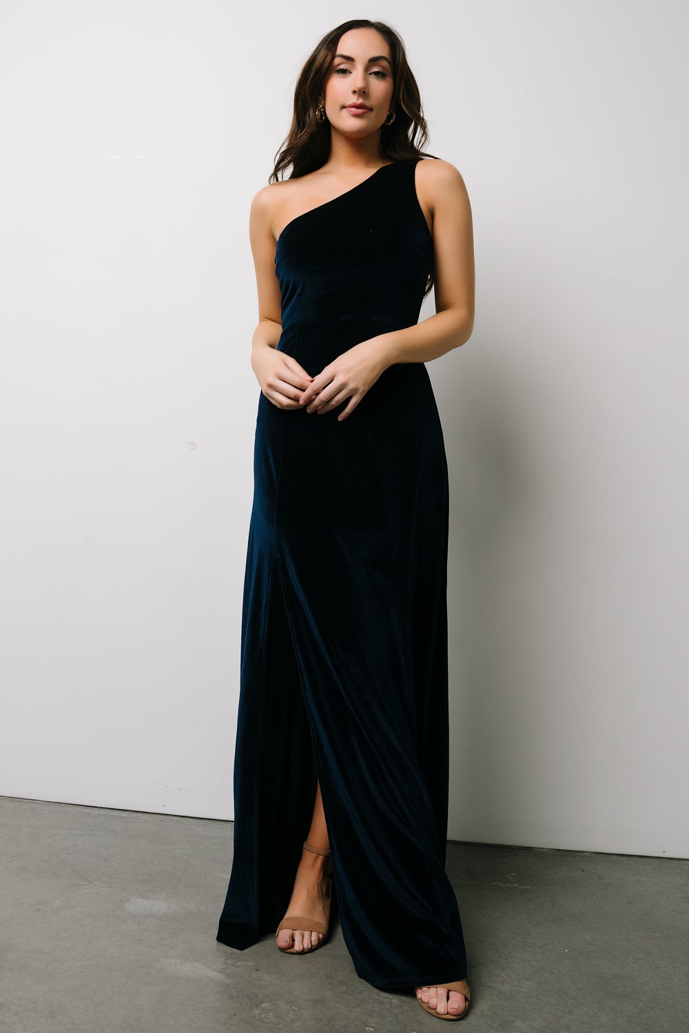 Tatiana Velvet One Shoulder Maxi Dress | Navy Purchase For Sale