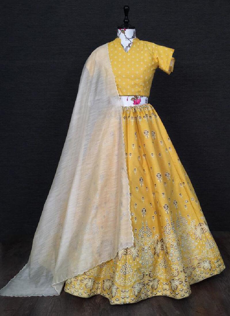 Sunshine Yellow Color Silk Base Lehenga Choli Explore