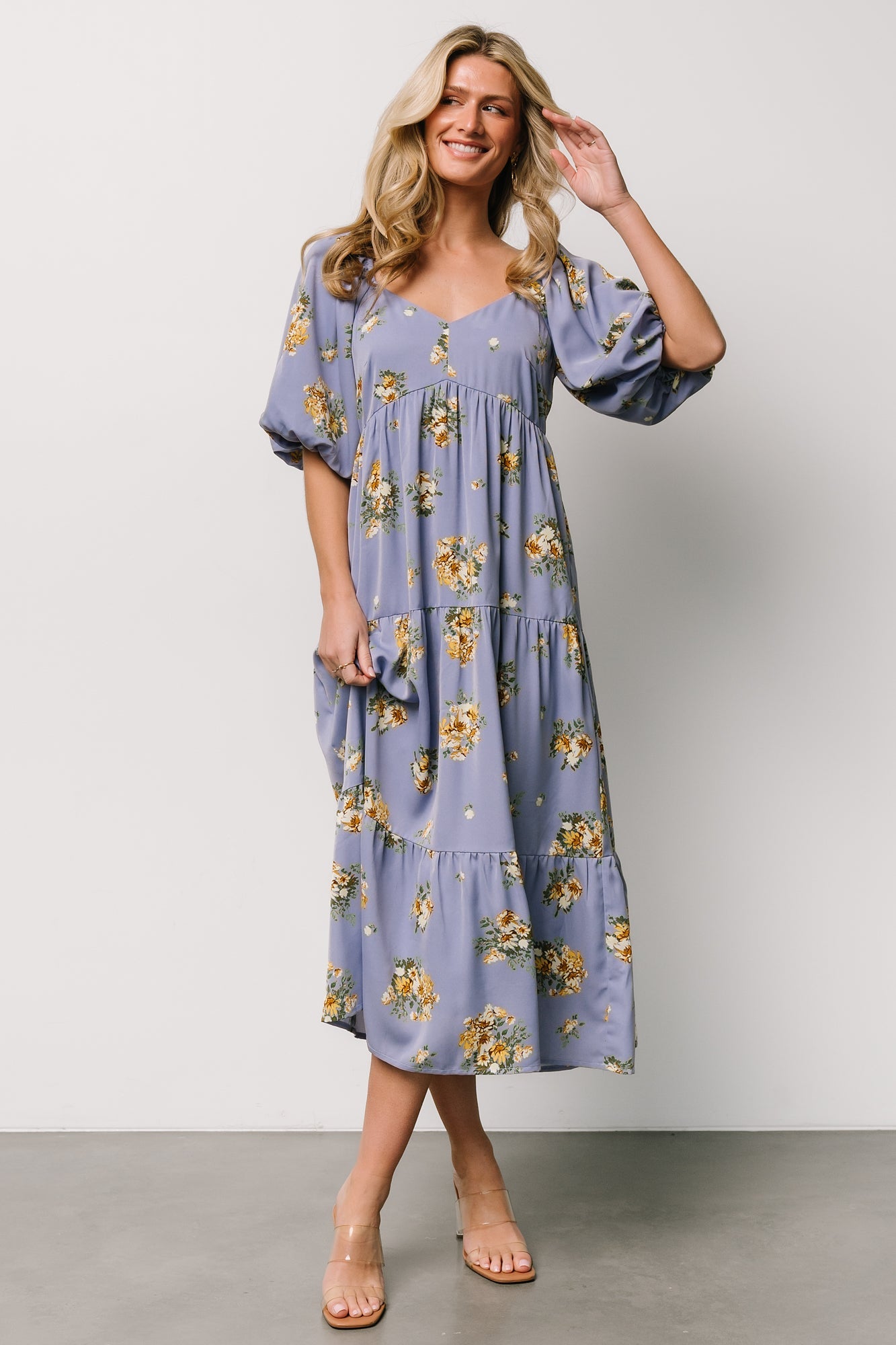 Judith Dress | Blue + Golden Floral Free Shipping Tumblr