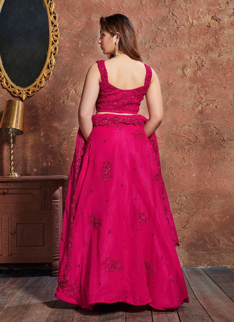 Delightful Deep Pink Georgette Base Sangeet Wear Lehenga Choli Footlocker Finishline For Sale