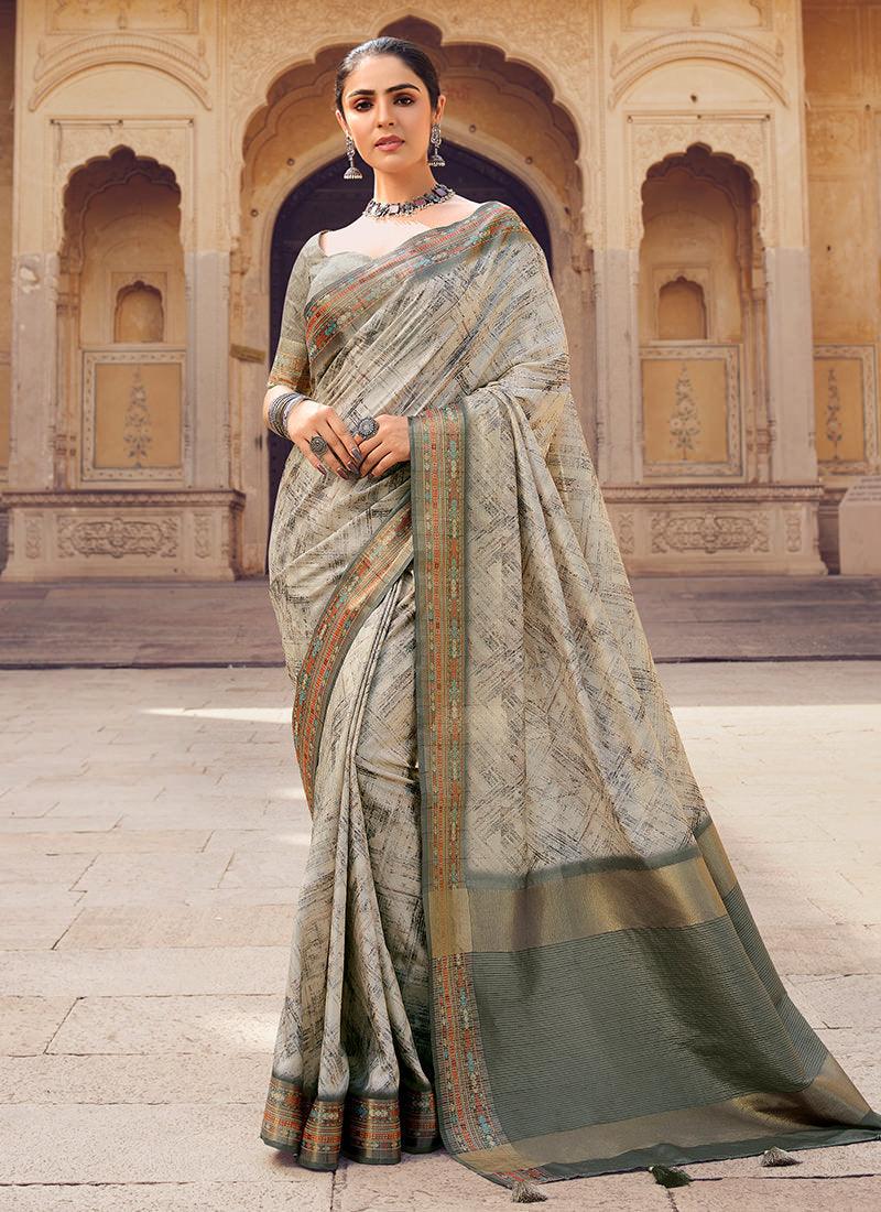 Brush Stroke Print Pattern Silk Saree Finishline Online