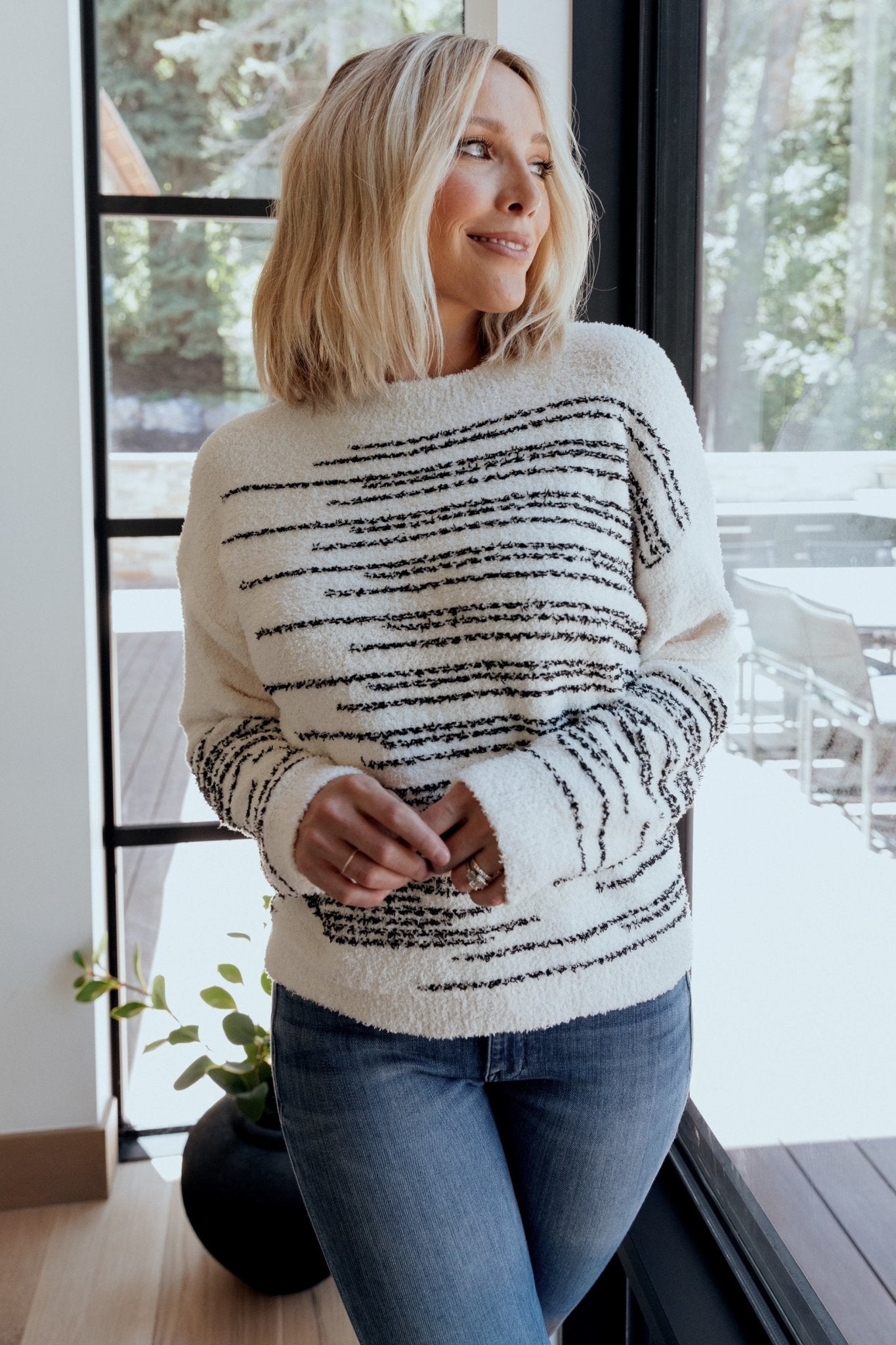 Jubes Geo Sweater | Black + Cream Free Shipping Buy