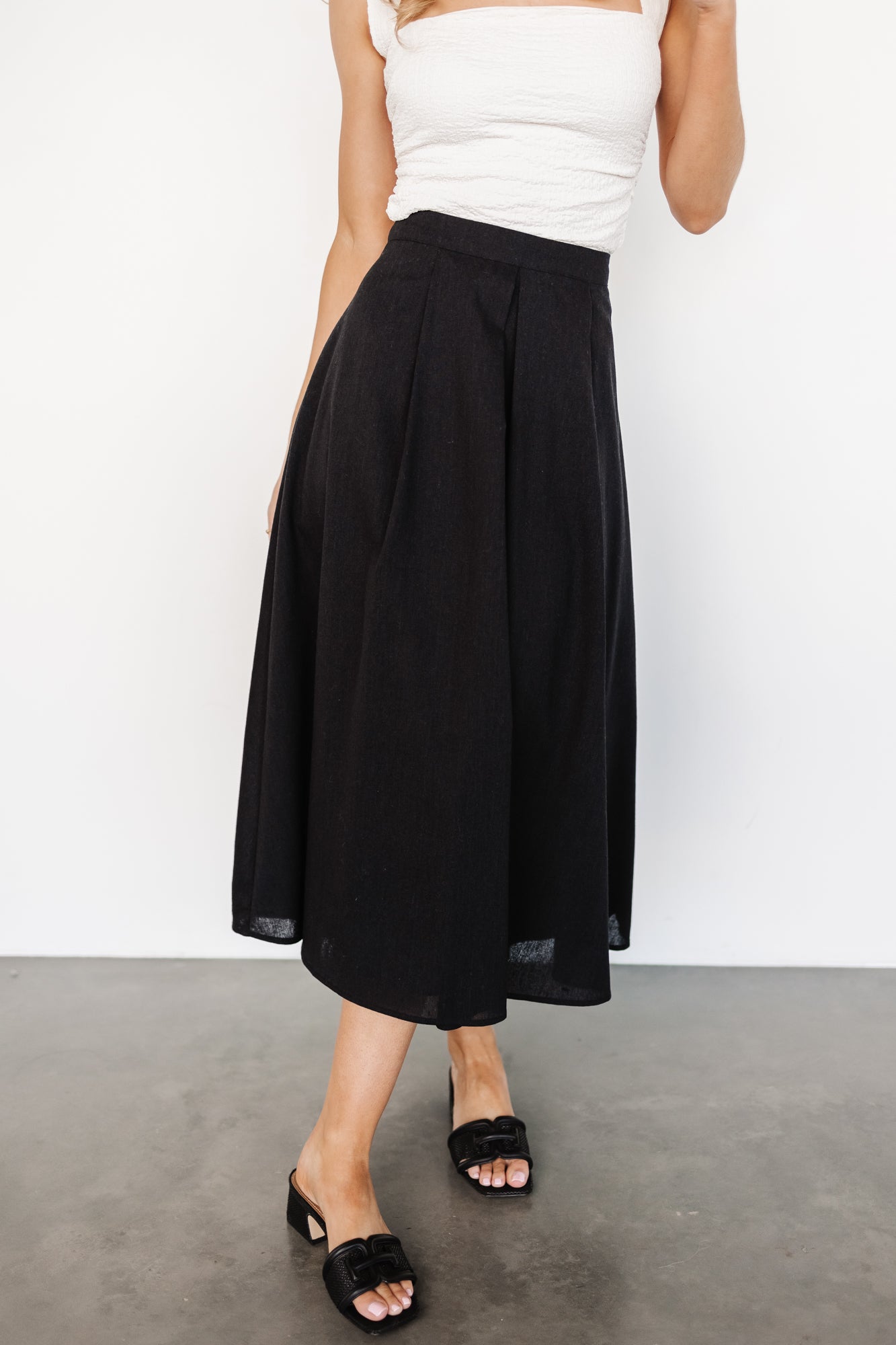 Katie Pleated Midi Skirt | Black New Online