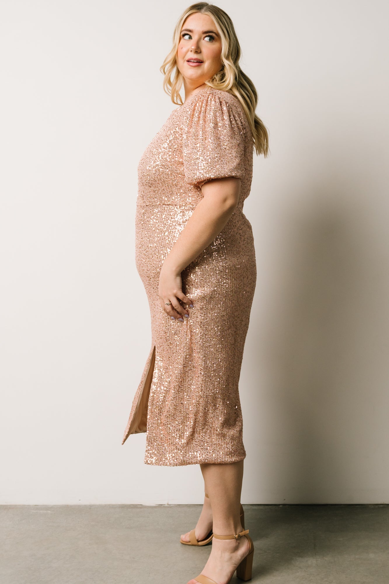 Socorro Sequin Midi Dress | Champagne Discount Ebay