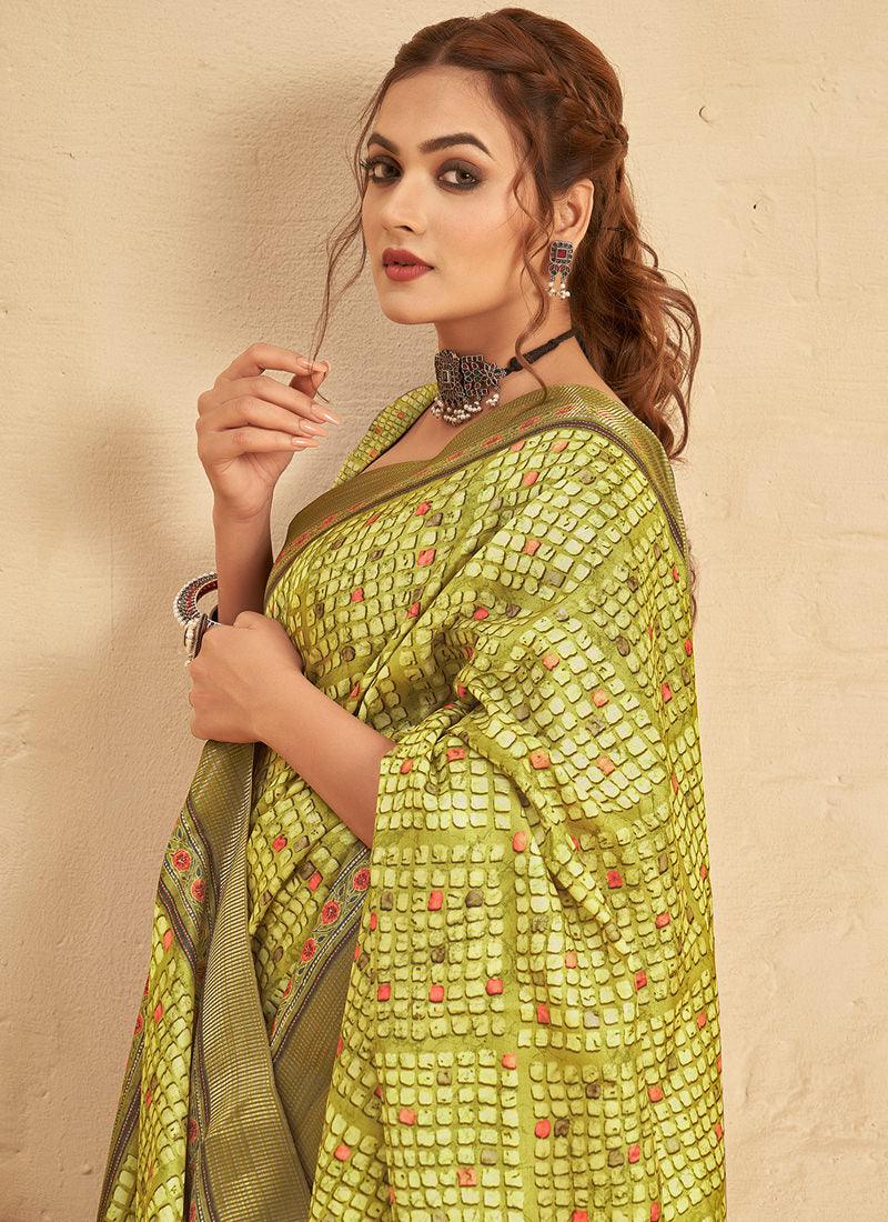 Silk With Textured Digital Print Light Green Saree Clearance Wiki