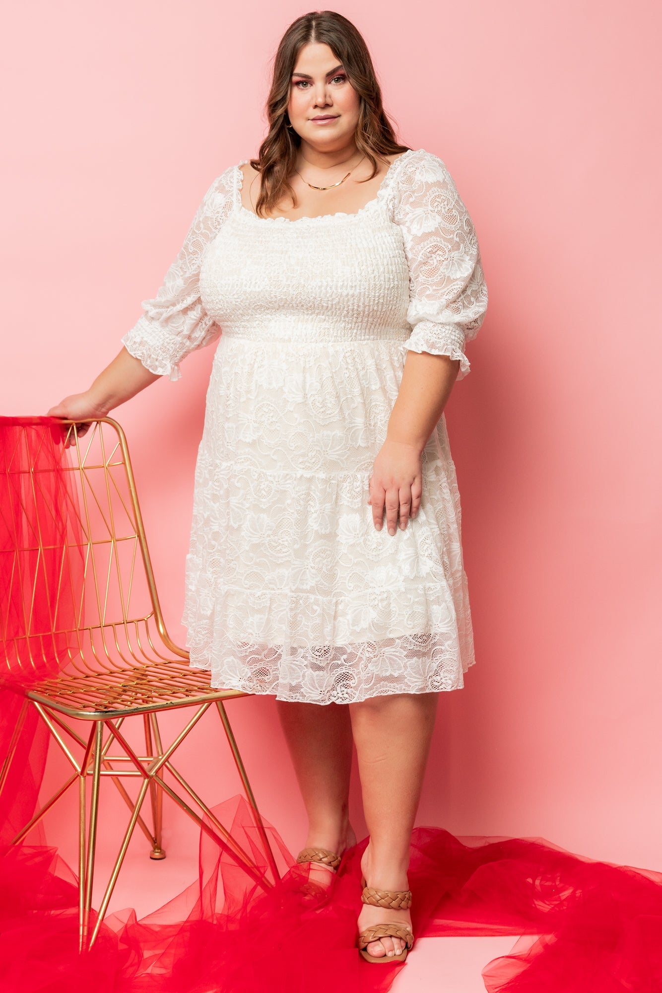 Tate Smocked Lace Short Dress | Off White Really Cheap