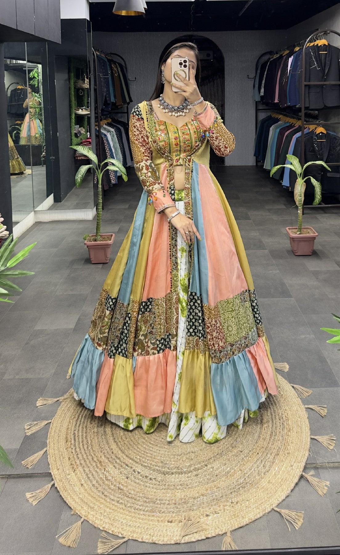 Stunning Multicolored Traditional Indo-Western Set Discount Outlet Store