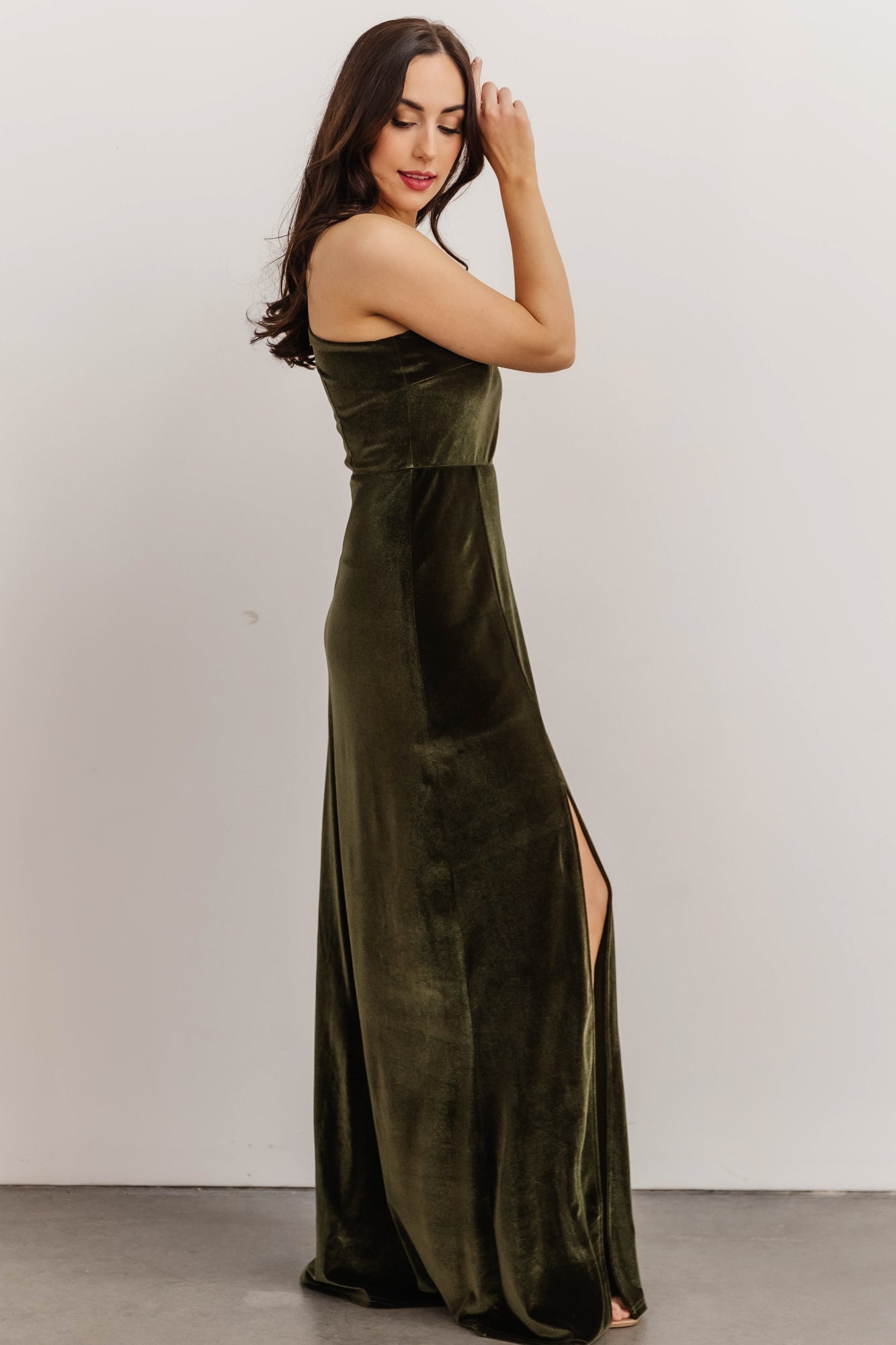 Tatiana Velvet One Shoulder Maxi Dress | Olive Discount Authentic Online