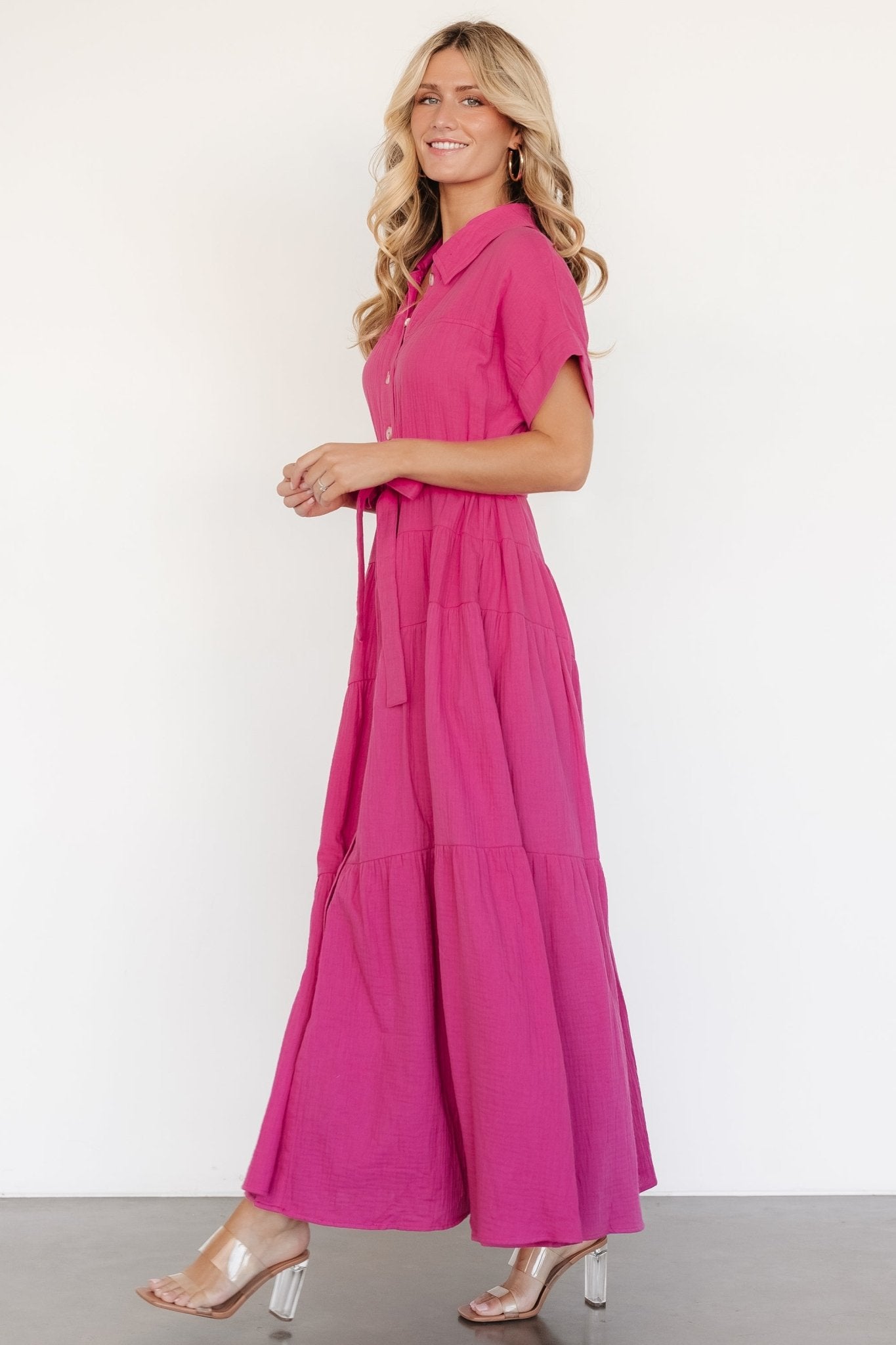 Aizey Button Up Maxi Dress | Pink Clearance Pick A Best