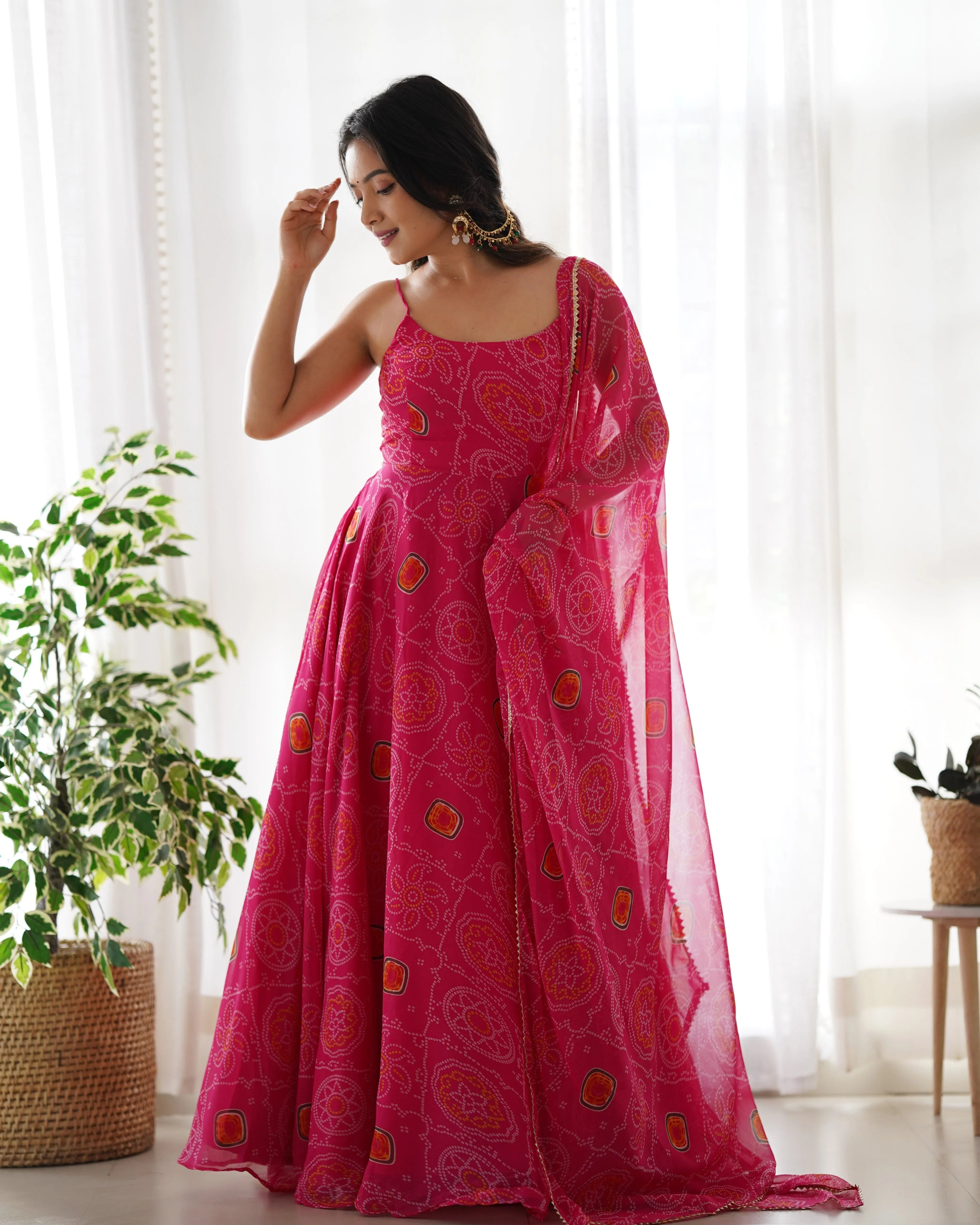 Elegant Pink Chiffon Anarkali Dress with Dupatta Clearance Clearance