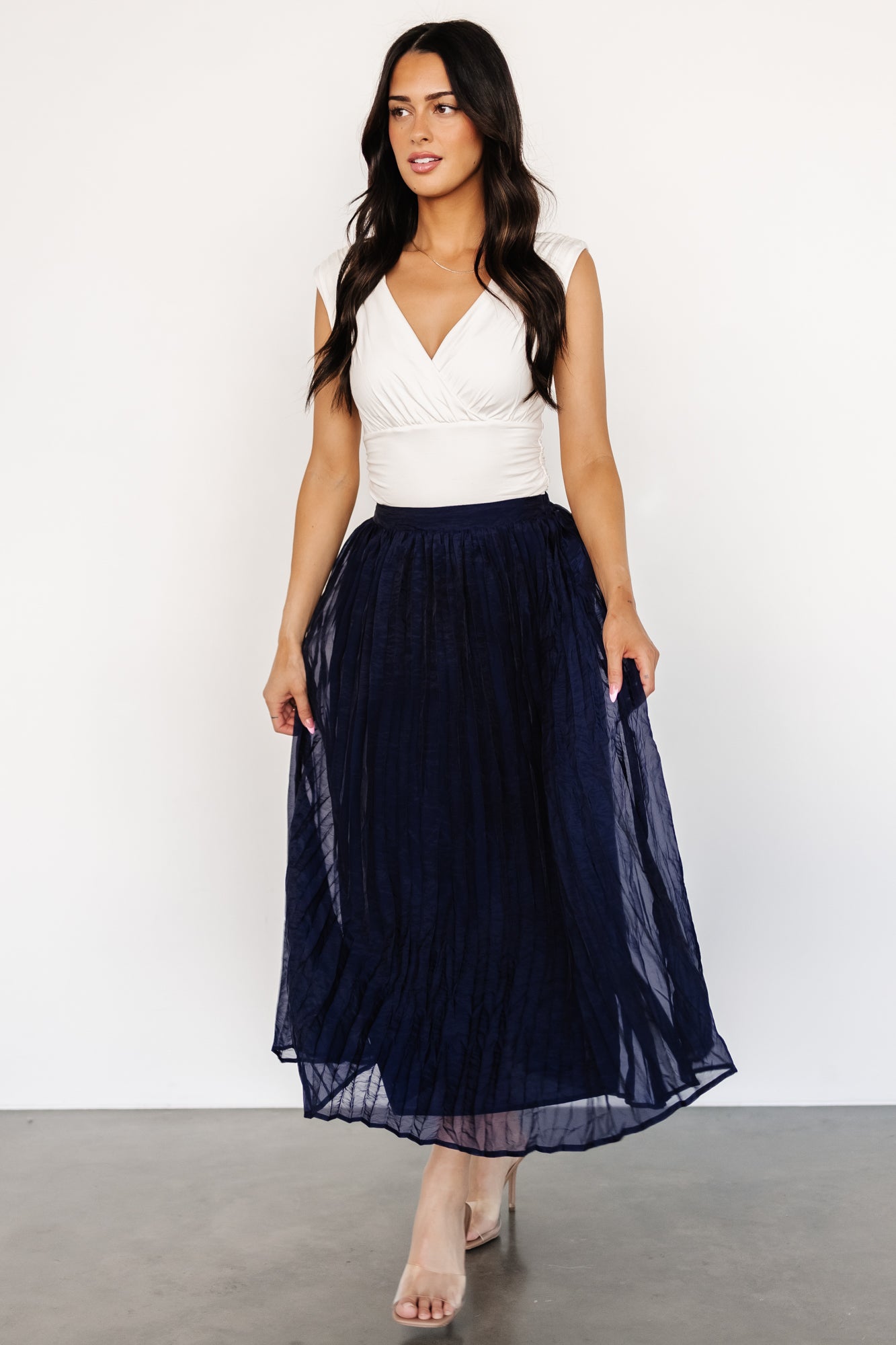 Cyra Midi Skirt | Navy Newest Online