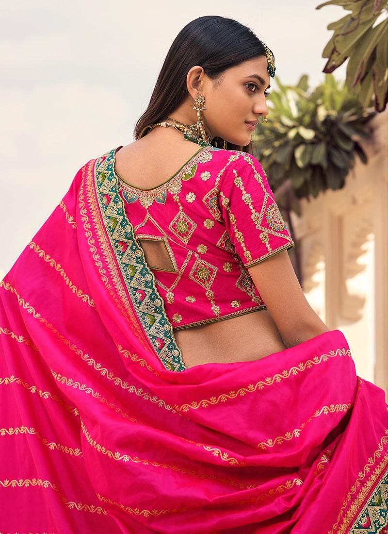 Pink Color Banarasi Silk Base Lehenga With Silk Weave And Stone Work Clearance Explore