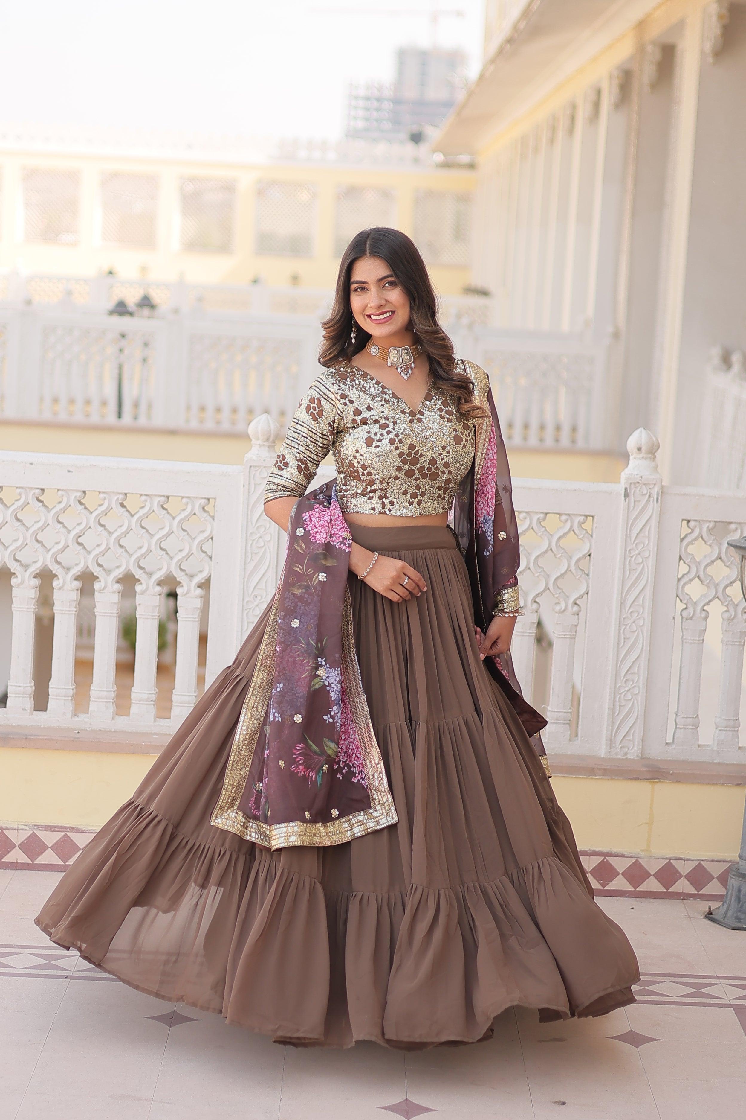 Elegant Floral Lehenga Choli with Embellished Dupatta For Sale 2025